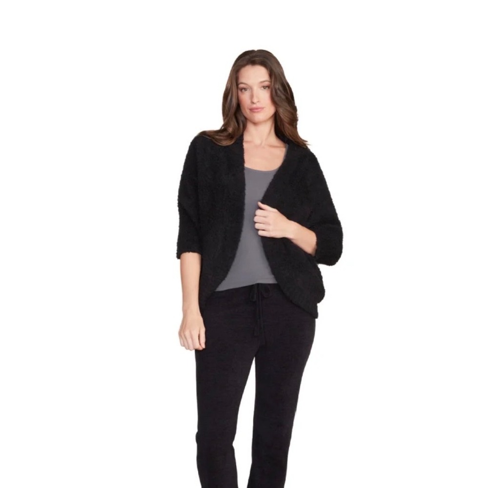 Barefoot Dreams CozyChic Shrug Black B823 Open Front Cardigan Plus Size 3X NEW
